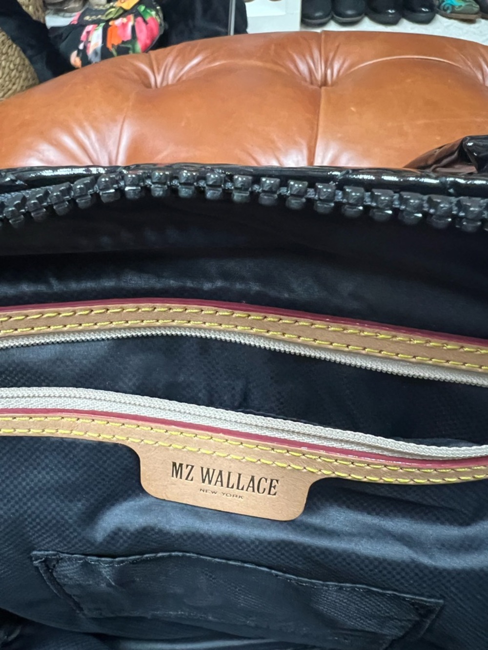 MZ Wallace Black Quilted Patent Crossbody with Contrasting Trim - Picture 3 of 5
